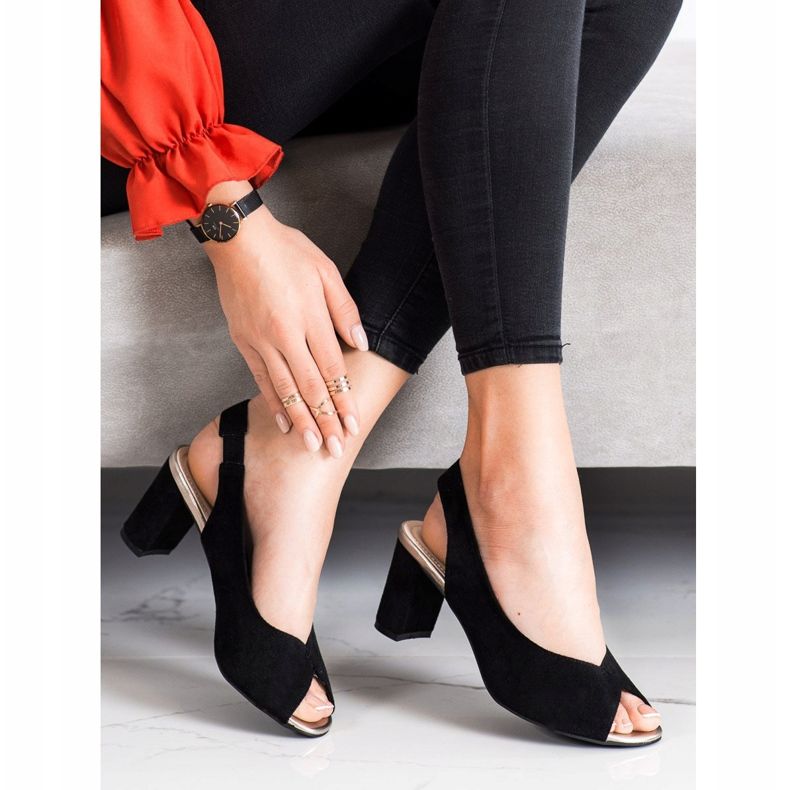 Evento Semišové sandály na baru černá 1