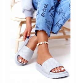 Dámské pantofle na šedé platformě The Big Star HH274688 šedá 1