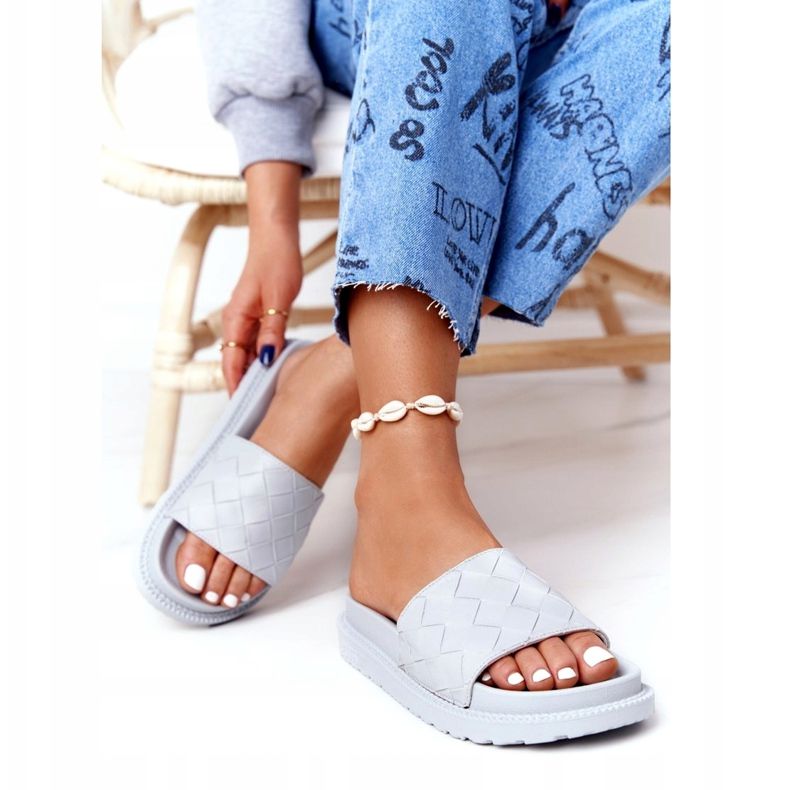 Dámské pantofle na šedé platformě The Big Star HH274688 šedá 1