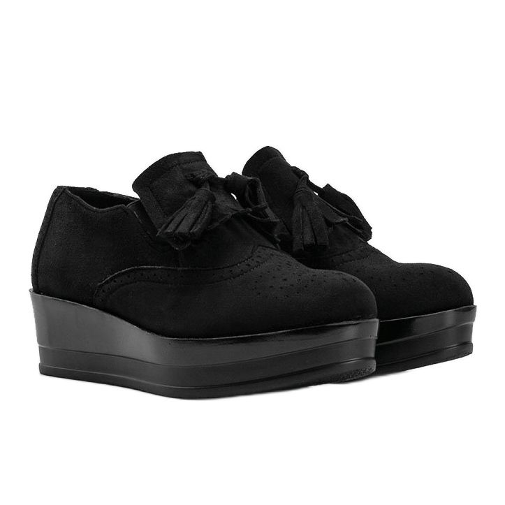 Černé semišové brogues na klínu Makenzie černý 1