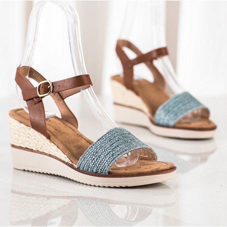 Evento Nejprodávanější lehké pletené sandály hnědý modrý 1