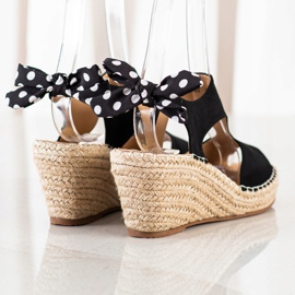 Evento Espadrilové sandály s mašlí černá 1