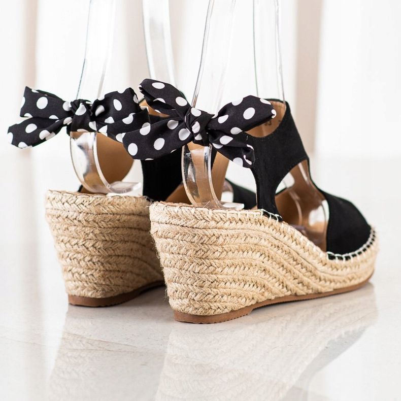 Evento Espadrilové sandály s mašlí černý 1