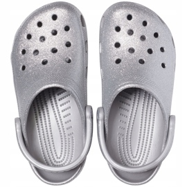 Crocs Stříbrný dámský klasický třpyt Clog 205942 040 stříbro 1