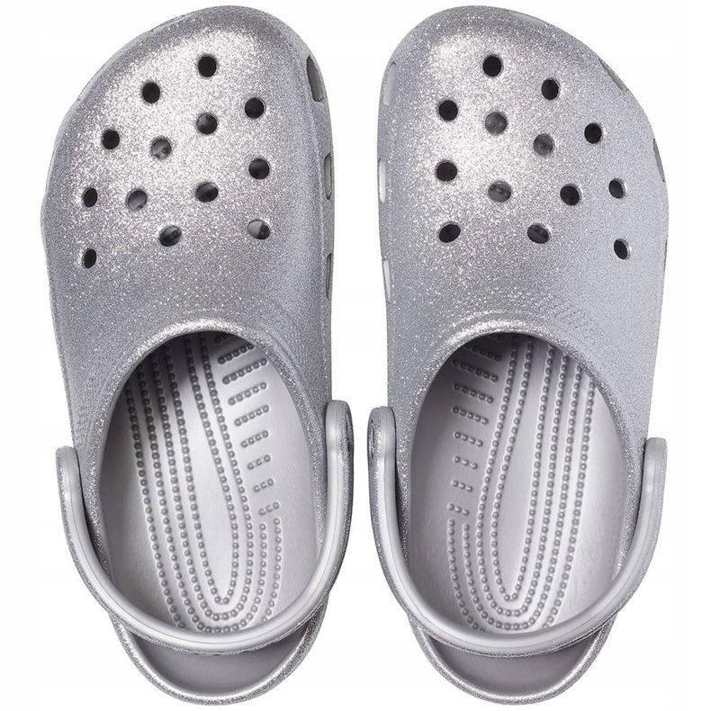 Crocs Stříbrný dámský klasický třpyt Clog 205942 040 stříbro 1