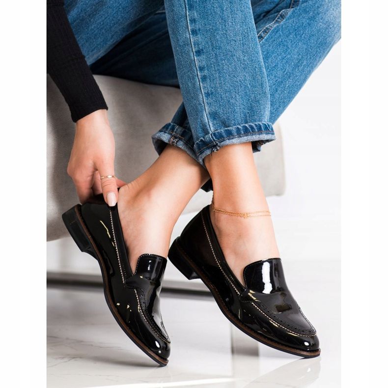 Sergio Leone lakované mokasíny černý 1