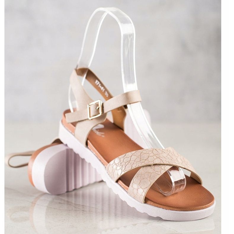 Weide Béžové sandály s eko kůží béžový 2