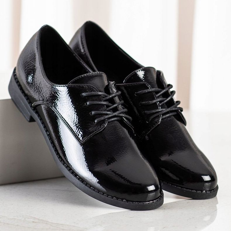 SHELOVET Klasické šněrovací boty černá 1