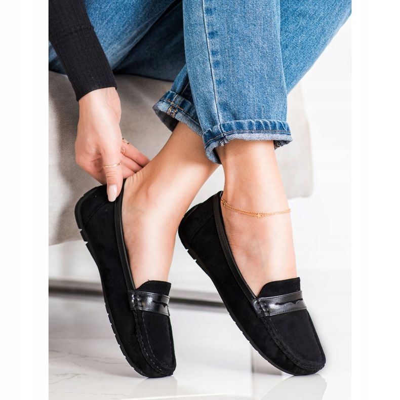 SHELOVET Pohodlné černé mokasíny černá 1