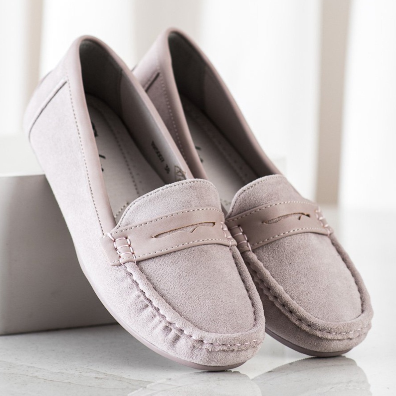 SHELOVET Pohodlné šedé mokasíny šedá 2