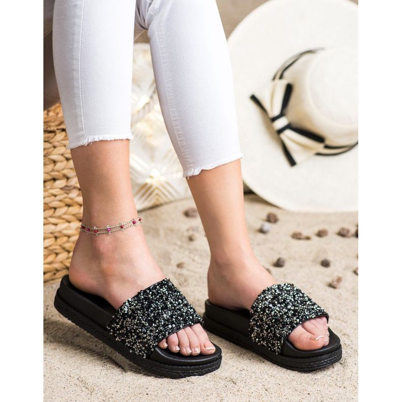 Seastar Módní pantofle na paltformu černá stříbrný 1 Seastar Módní pantofle na paltformu černá stříbrný 1