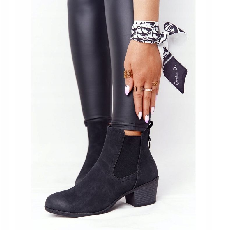 PJ1 Dámské černé teplé boty Jodhpur Heel Trinity černá 2