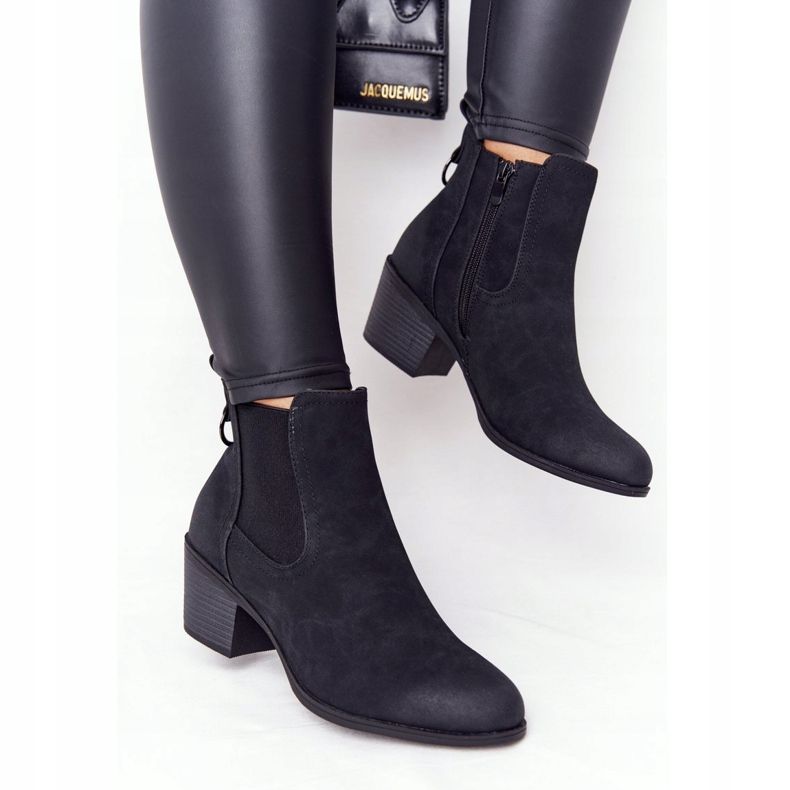 PJ1 Dámské černé teplé boty Jodhpur Heel Trinity černý 1