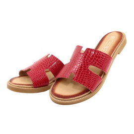 Filippo Dámské lesklé červené vázané žabky 2