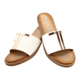 Filippo Módní dámské bílé a zlaté pantofle bílý 3