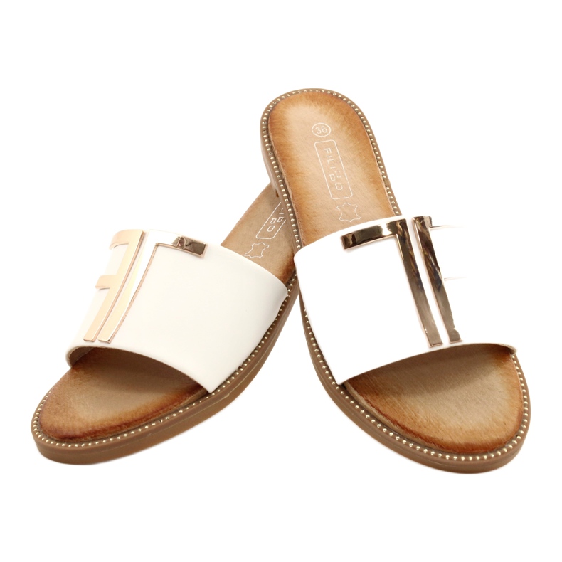 Filippo Módní dámské bílé a zlaté pantofle bílý 3