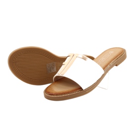 Filippo Módní dámské bílé a zlaté pantofle bílý 2