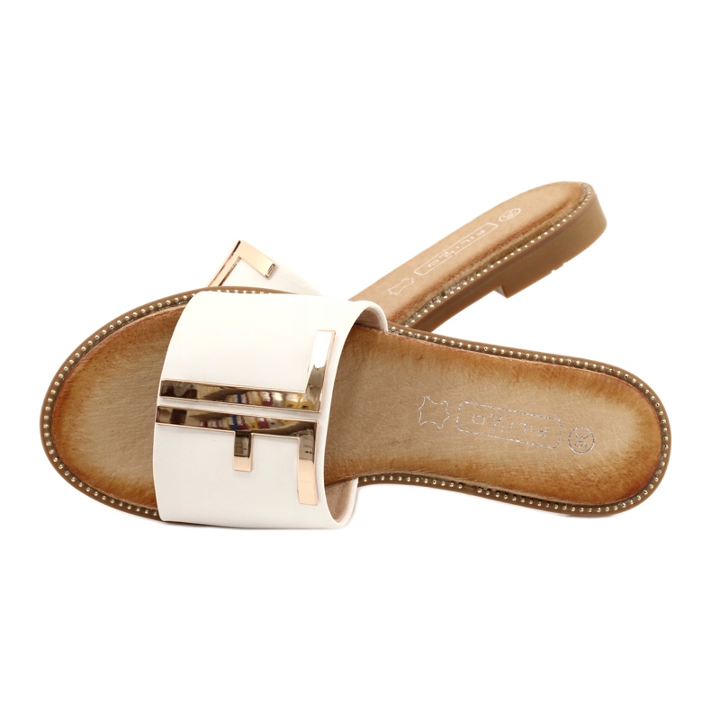 Filippo Módní dámské bílé a zlaté pantofle bílý 4