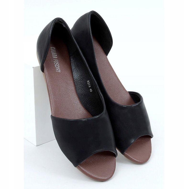 Černé vystřihované balerínky 8278 Black černý 1
