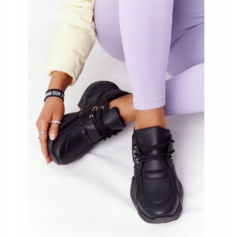 PS1 Dámské tenisky na masivní černé bublinkové podrážce černá 2