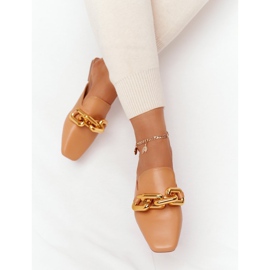 PS1 Volejte na mě pantofle se svrškem a řetízkovým velbloudem hnědý zlatý 2 PS1 Volejte na mě pantofle se svrškem a řetízkovým velbloudem hnědý zlatý 2