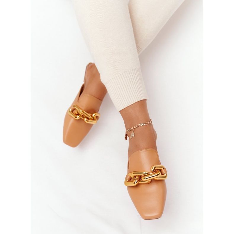 PS1 Volejte na mě pantofle se svrškem a řetízkovým velbloudem hnědý zlatý 1 PS1 Volejte na mě pantofle se svrškem a řetízkovým velbloudem hnědý zlatý 1