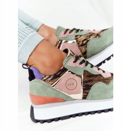 Semišové sportovní boty na platformě GOE HH2N4002 zeleno-zlaté béžový hnědý růžový zelená zlatý 1