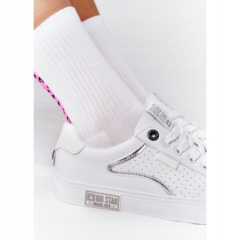 Dámské kožené tenisky Big Star HH274075 bílé a stříbrné bílý 1