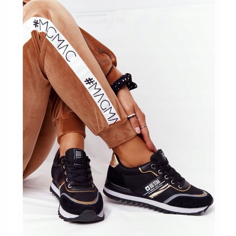 Dámská sportovní obuv Memory Foam Big Star HH274272 Černá zlatý 2