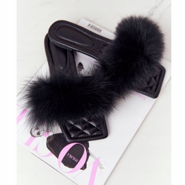 Kožené pantofle s kožešinovou černou tě ​​milují černá 2