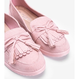 Růžové mokasíny Magdalena s třásněmi růžový 1