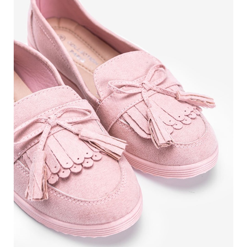 Růžové mokasíny Magdalena s třásněmi růžový 1
