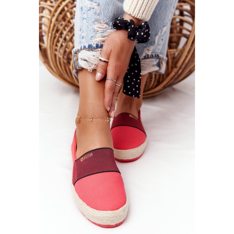 Červené espadrilky na pletené podrážce Big Star HH274478 červený 1