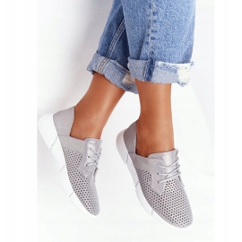 EVE Dámské kožené sportovní boty Šedý jednodenní výlet stříbrný 1