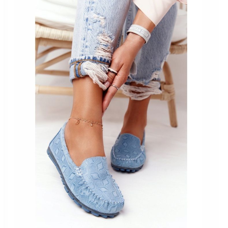 Ekologické kožené mokasíny Rio Flore modré modrý 1