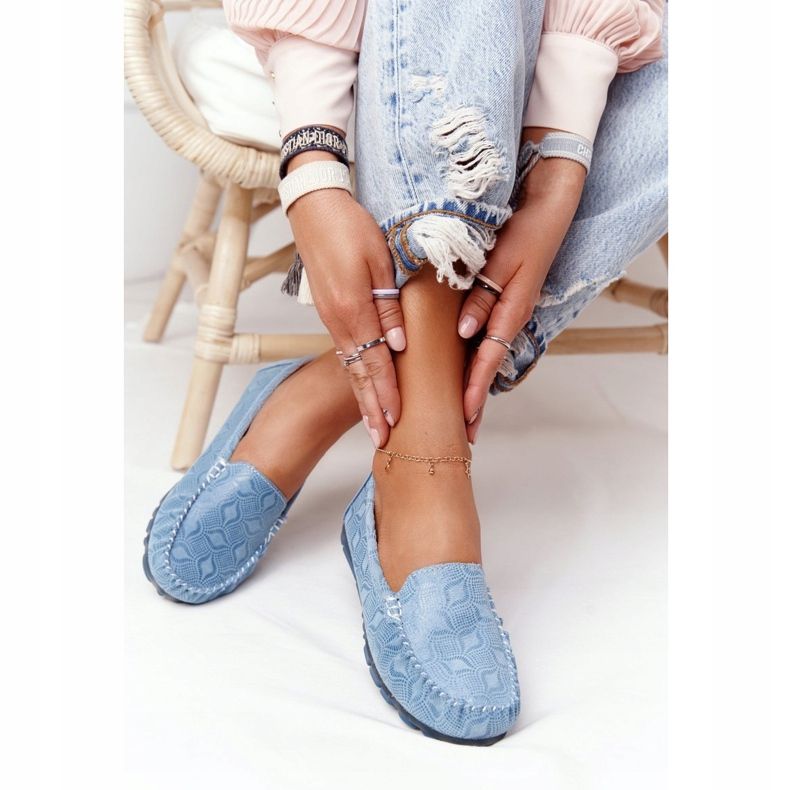Ekologické kožené mokasíny Rio Flore modré modrý 2