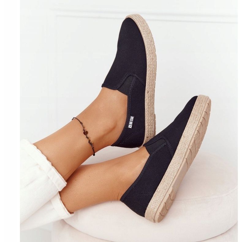 Černé espadrilky na pletené podrážce Big Star DD274017 černá 2