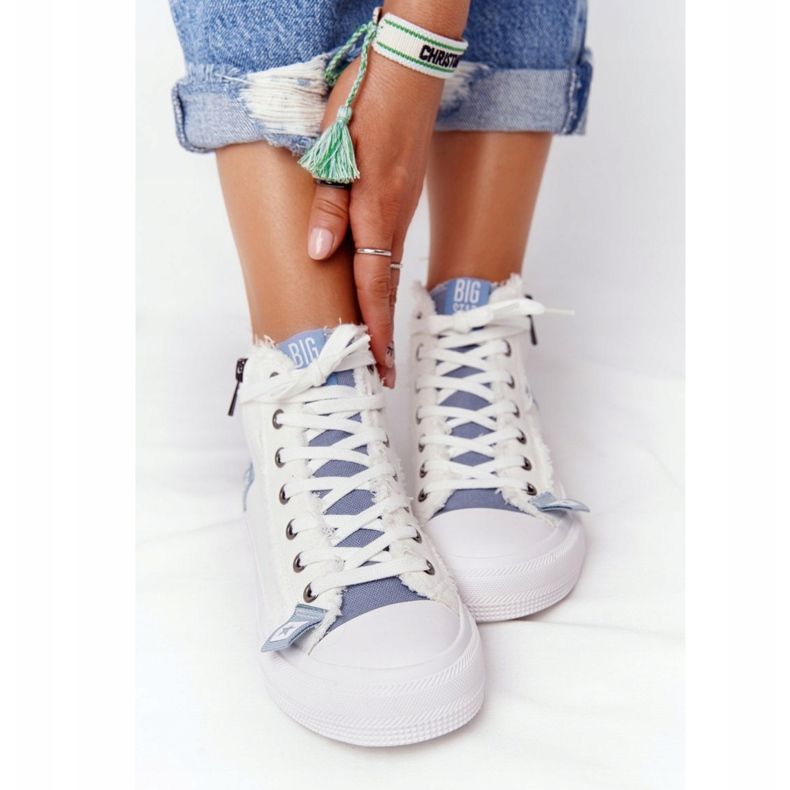 Dámské vysoké tenisky Big Star HH274160 White bílý modrý 2