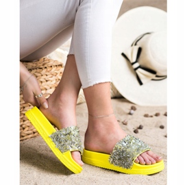 Seastar Módní křišťálové pantofle stříbrný žlutá 1