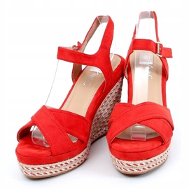 Červené klínové sandály WH-255 Red 2