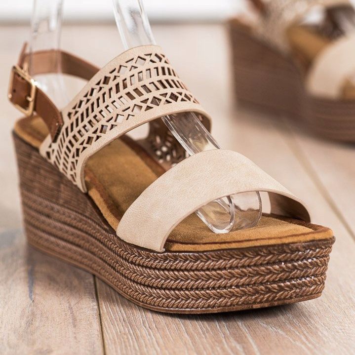 S. BARSKI Béžové sandály Na Koturnie S.BARSKI béžový hnědý 1