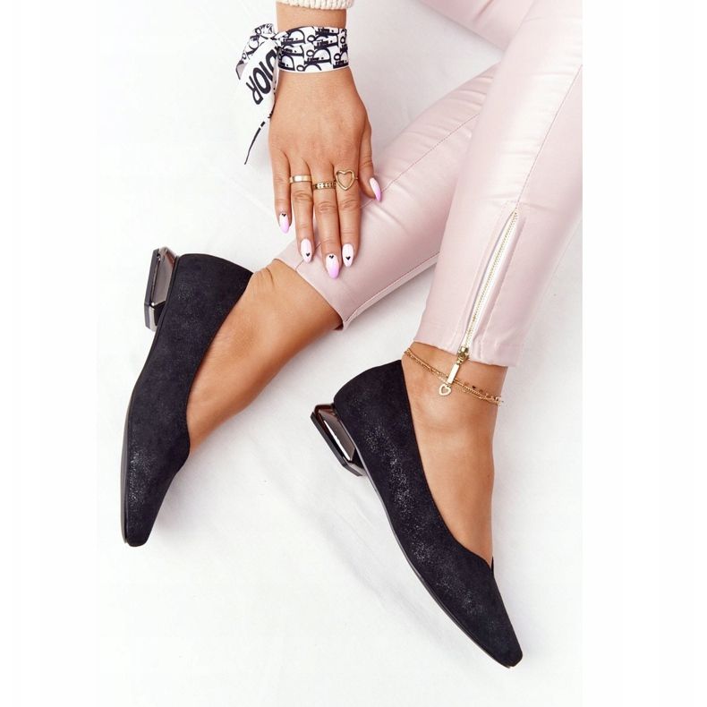 Balerínky na stříbrném podpatku Vinceza 21-10601 černá vícebarevný 1