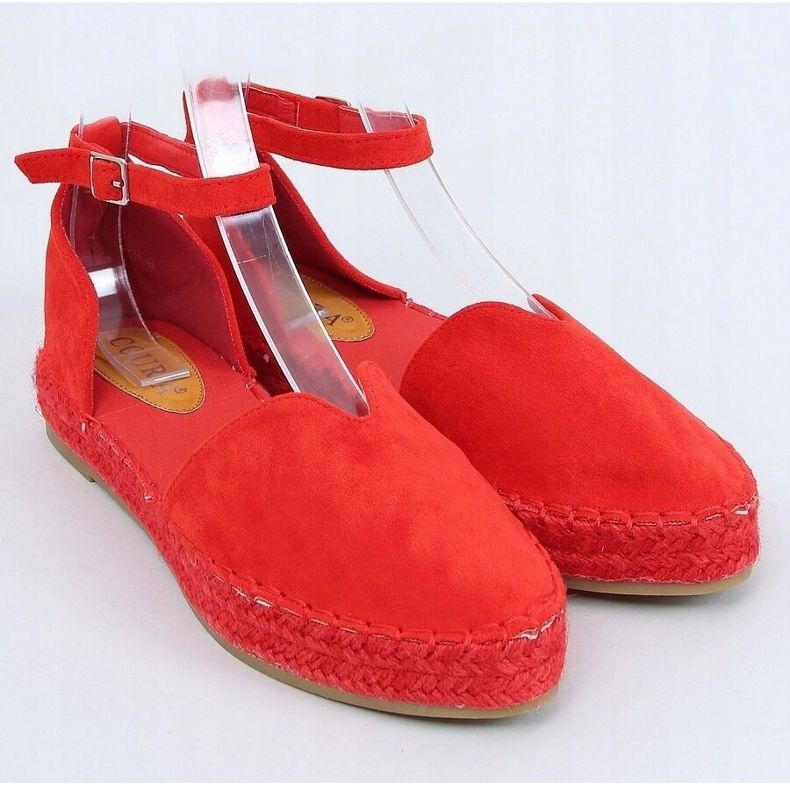 Espadrilky pro ženy s broušeným červeným 1219 červeným 1