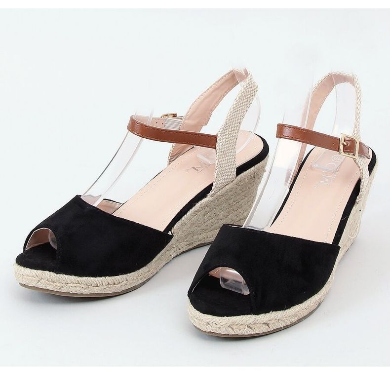 Espadrilky s otevřenou špičkou černé 77-207 černé béžový hnědý černý 1