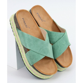 Zelené korkové pantofle LS016 zelené zelený 1