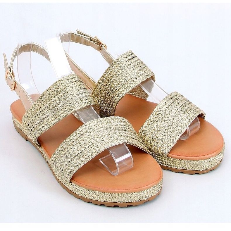 Zlaté WL1593 Zlaté pletené sandály zlatý 1