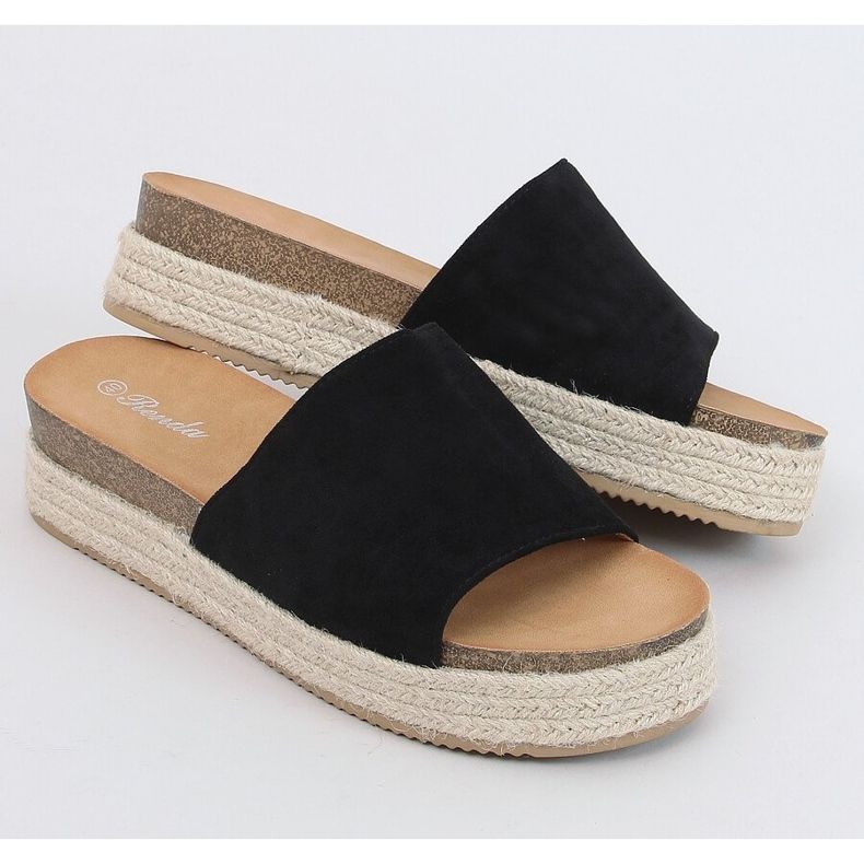 Pantofle černé espadrilky 10-215 Black černá 1