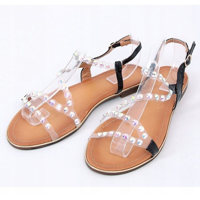 Černé sandály se silikonovým páskem 1BP-0050 Black černá 1 Černé sandály se silikonovým páskem 1BP-0050 Black černá 1