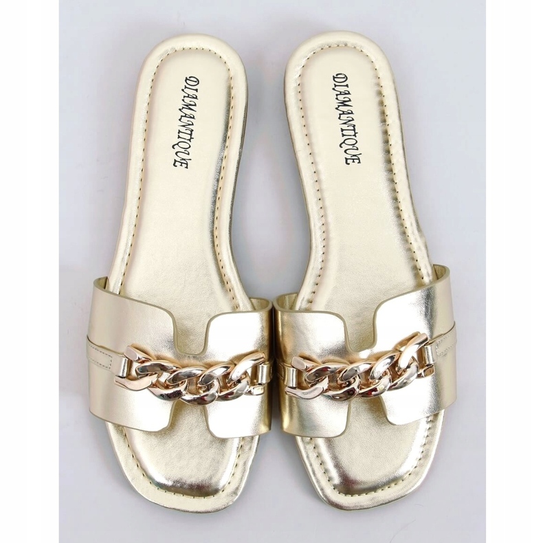 Zlaté pantofle HY23-01 se řetízkem zlatý 1