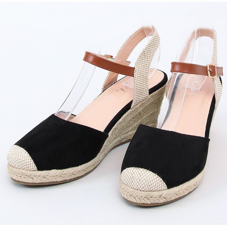 Černé espadrilky na klíncích 77-206 černé béžový hnědý černý 1